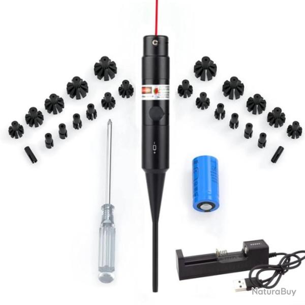 Nouvelle Version - Collimateur Laser Bore Sighter Universel du 17 HMR au calibre 12! Rouge + accu