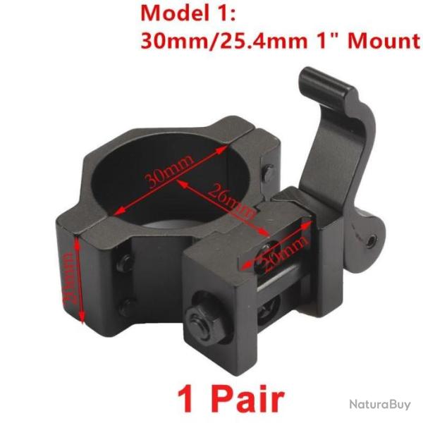 PROMO - Paire de collier de montage 30mm � verrouillage rapide sur rail 21mm - Mod�le 1