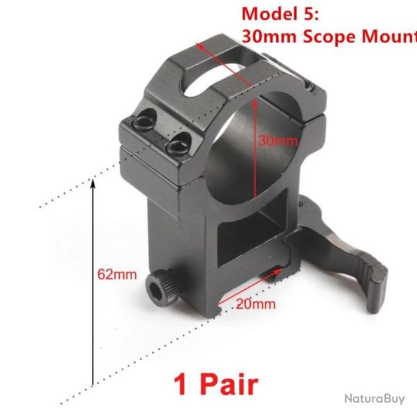 PROMO - Paire de collier de montage 30mm � verrouillage rapide sur rail 21mm - Mod�le 5