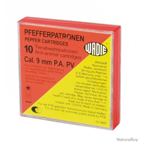 BOTE DE 10 CARTOUCHES 9 MM PA  POIVRE