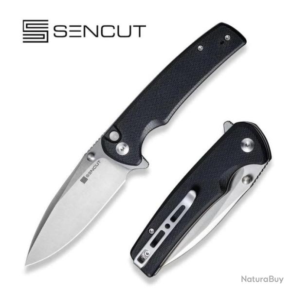 Couteau SENCUT Sachse Black Button Lock Manche G10 Lame Acier 9Cr18MoV IKBS Clip S210075