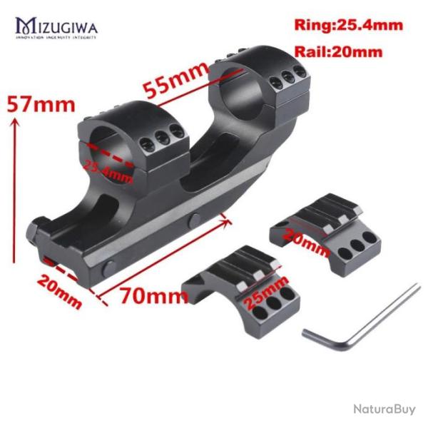 PROMO - Montage double colliers avec picatinny suppl�mentaire Rail 21mm diam�tre 25.4mm  - Mod�le 3