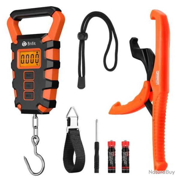 PROMO - Peson num�rique 50kg avec m�tre int�gr� - KIT SPECIAL PECHE - Orange