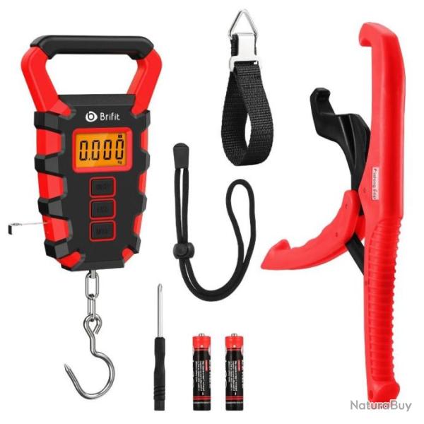 PROMO - Peson num�rique 50kg avec m�tre int�gr� - KIT SPECIAL PECHE - Rouge