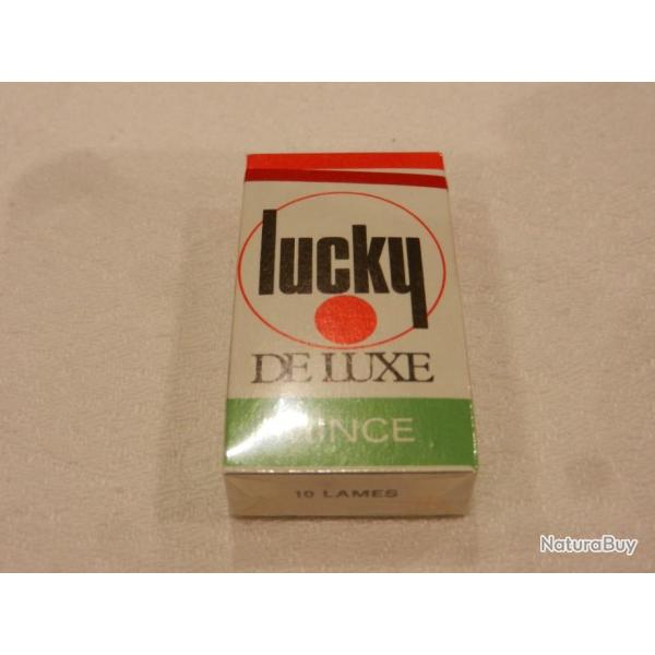 ancienne bo�te neuve de lames de rasoir Lucky De Luxe dans son film d'origine