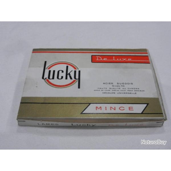 ancienne bote vide qui contenait 10 botes de lames  rasoir Lucky De Luxe