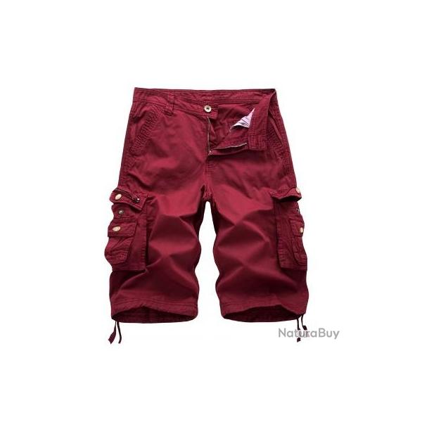 Short cargo couleur unie - Bordeaux