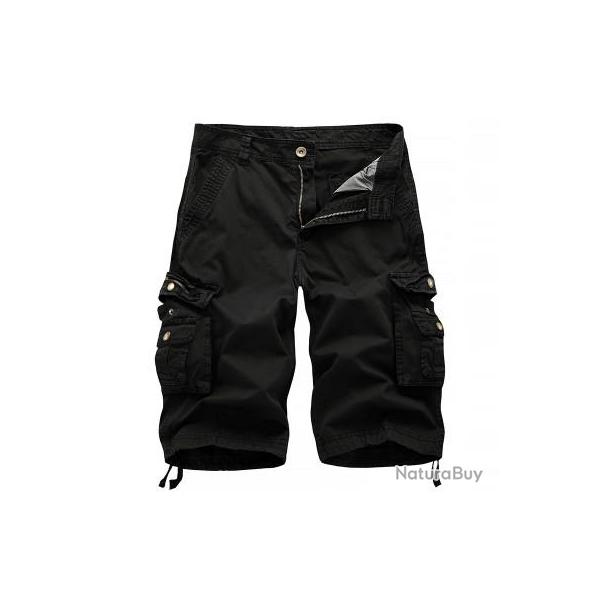 Short cargo couleur unie - Noir