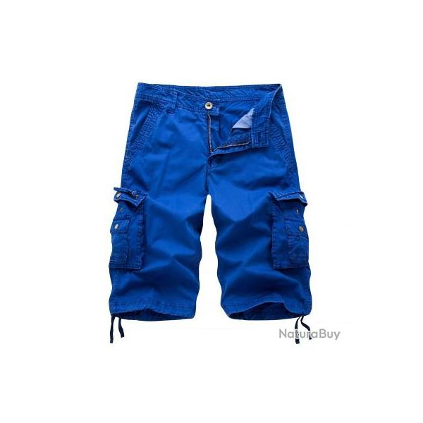Short cargo couleur unie - Bleu