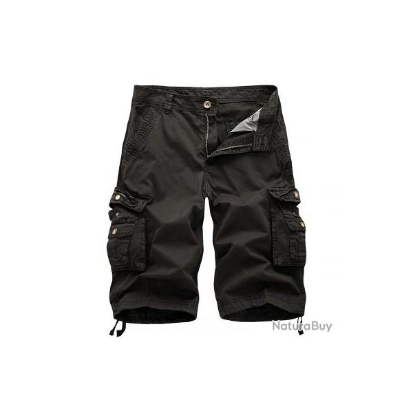 Short cargo couleur unie - Gris fonc�