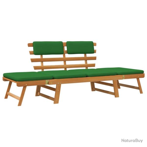 Banc de jardin meuble de patio d'extrieur 2-en-1 terrasse avec coussins 190 x 68 x 74 cm bois soli