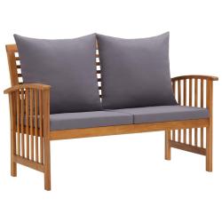 Banc de jardin meuble de patio d'ext&eacute;rieur terrasse avec coussins 119 x 67 x 83 cm bois solide d'ac