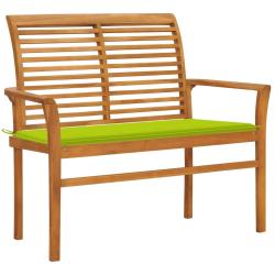 Banc de jardin meuble de patio d'ext&eacute;rieur terrasse avec coussin vert vif 112 x 55 x 94 cm bois de