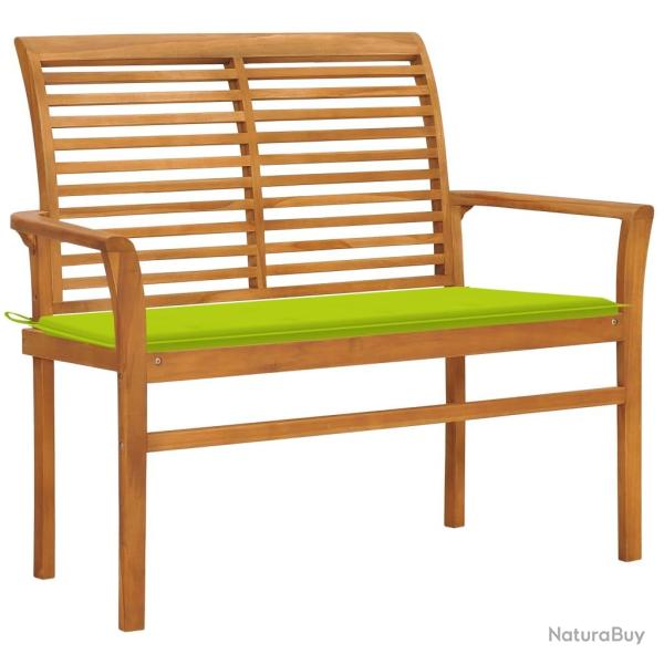 Banc de jardin meuble de patio d'ext�rieur terrasse avec coussin vert vif 112 x 55 x 94 cm bois de