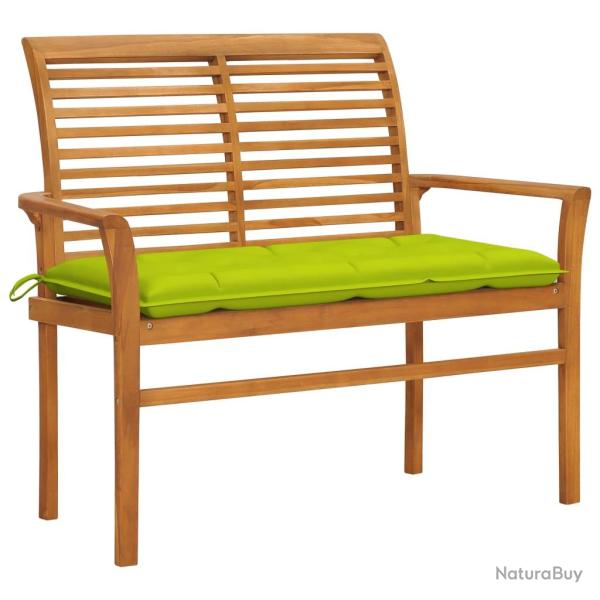 Banc de jardin meuble de patio d'ext�rieur terrasse avec coussin vert vif 112 x 55 x 94 cm bois de