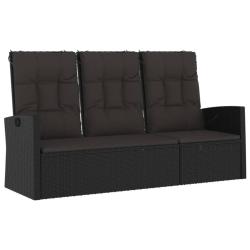 Banc de jardin meuble de patio d'ext&eacute;rieur terrasse inclinable et coussins noir 173 x 62 x 95 cm r&eacute;