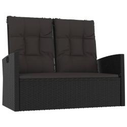 Banc de jardin meuble de patio d'ext&eacute;rieur terrasse inclinable et coussins noir 118 x 62 x 95 cm r&eacute;