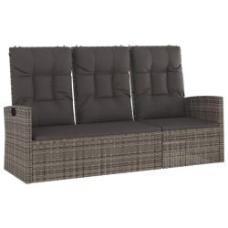 Banc de jardin meuble de patio d'ext&eacute;rieur terrasse inclinable et coussins gris 173 x 62 x 95 cm r&eacute;