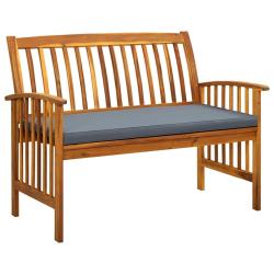 Banc de jardin meuble de patio d'ext&eacute;rieur terrasse avec coussin 119 x 64 x 90 cm bois solide d'aca