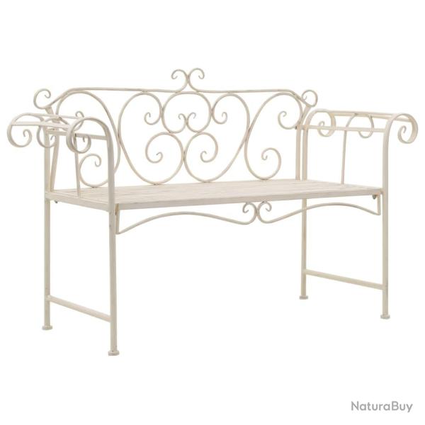 Banc de jardin meuble de patio d'ext�rieur terrasse 132 x 46 x 85 cm m�tal antique blanc 02_0011238
