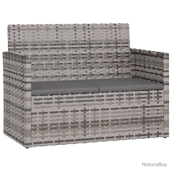 Banc de jardin meuble de patio d'ext�rieur terrasse avec coussins gris 105 x 56 x 75 cm r�sine tres
