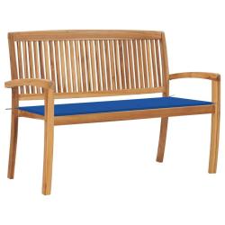 Banc de jardin meuble de patio d'ext&eacute;rieur terrasse empilable et coussin 128,5 x 57,5 x 90 cm bois