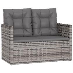 Banc de jardin meuble de patio d'ext&eacute;rieur terrasse avec coussins gris 105 x 56 x 75 cm r&eacute;sine tres