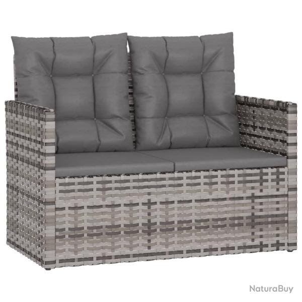 Banc de jardin meuble de patio d'ext�rieur terrasse avec coussins gris 105 x 56 x 75 cm r�sine tres