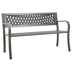 Banc de jardin meuble de patio d'ext&eacute;rieur terrasse 125 x 53 x 77 cm acier gris 02_0011226