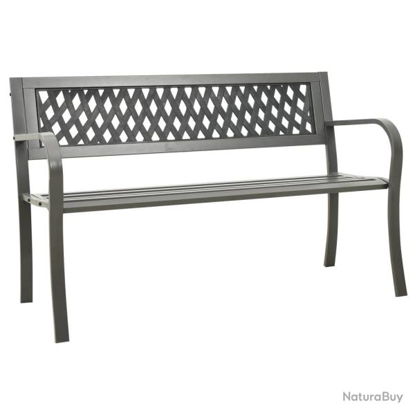 Banc de jardin meuble de patio d'ext�rieur terrasse 125 x 53 x 77 cm acier gris 02_0011226