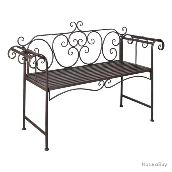 Banc de jardin meuble de patio d'extrieur terrasse 132 x 46 x 85 cm acier antique marron 02_0011237