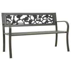 Banc de jardin meuble de patio d'ext&eacute;rieur terrasse 125 x 53 x 77 cm acier gris 02_0011227