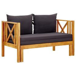Banc de jardin meuble de patio d'ext&eacute;rieur terrasse 2 places et coussins 122 x 66 x 68,5 cm bois d'