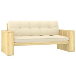 Banc de jardin meuble de patio d'ext&eacute;rieur terrasse avec coussins cr&egrave;me 179 x 76 x 76 cm pin impr&eacute;g