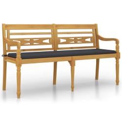 Banc de jardin meuble de patio d'ext&eacute;rieur terrasse avec coussin anthracite 150 x 50 x 3 cm bois de