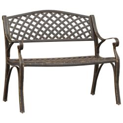 Banc de jardin meuble de patio d'ext&eacute;rieur terrasse 102 x 50 x 83 cm aluminium coul&eacute; bronze 02_0011