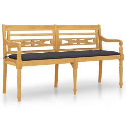 Banc de jardin meuble de patio d'ext&eacute;rieur terrasse avec coussin anthracite 150 x 50 x 7 cm bois de