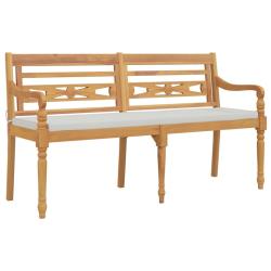 Banc de jardin meuble de patio d'ext&eacute;rieur terrasse avec coussin 150 x 51,5 x 84 cm bois de teck ma