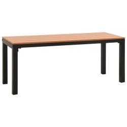 Banc de jardin meuble de patio d'ext&eacute;rieur terrasse 110 x 39 x 45 cm acier et WPC marron et noir 02