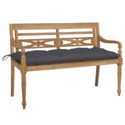 Banc de jardin meuble de patio d'ext&eacute;rieur terrasse avec coussin anthracite 120 x 51,5 x 84 cm bois