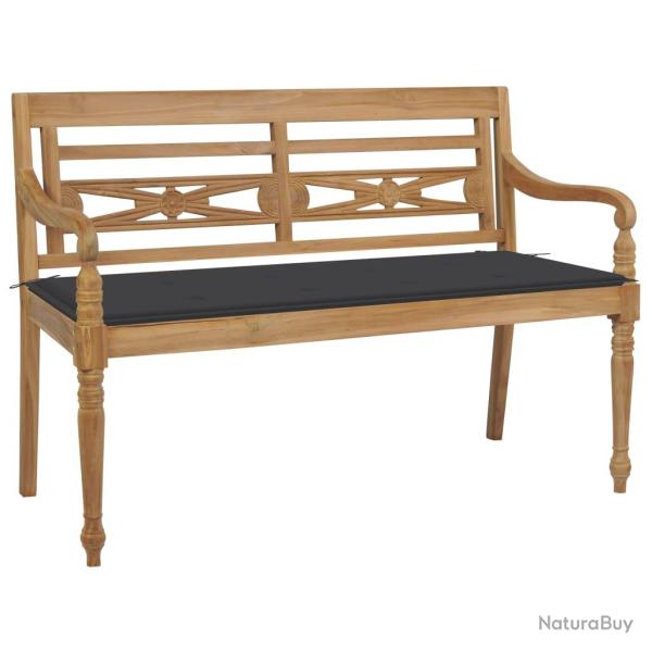 Banc de jardin meuble de patio d'ext�rieur terrasse avec coussin anthracite 120 x 51,5 x 84 cm bois