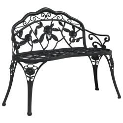 Banc de jardin meuble de patio d'ext&eacute;rieur terrasse 100 x 54 x 80 cm aluminium coul&eacute; noir 02_0011142
