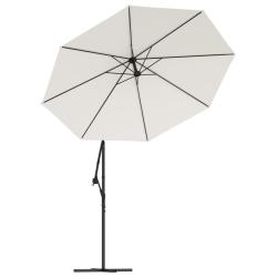 Parasol avec &eacute;clairage led 300 cm poteau en m&eacute;tal sable 02_0008143