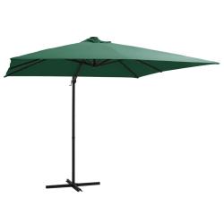 Parasol d&eacute;port&eacute; avec led et m&acirc;t en acier 250 x 250 cm vert 02_0008450