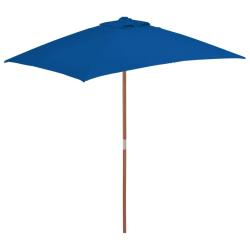 Parasol d'ext&eacute;rieur avec m&acirc;t en bois 150 x 200 cm bleu 02_0008254