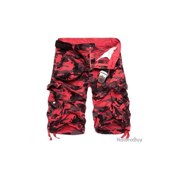 Short cargo camouflage - Rouge