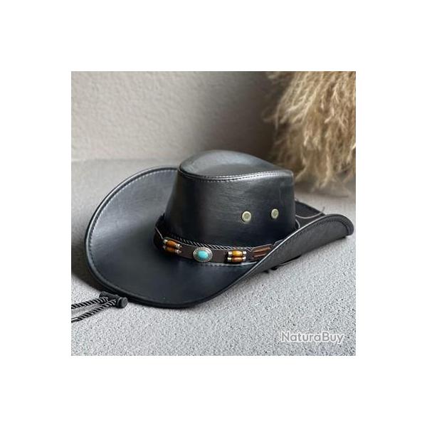 Chapeau de cowboy avec ceinture ornementale - Noir