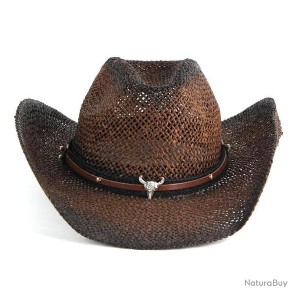 Chapeau de cowboy en paille tiss� � la main