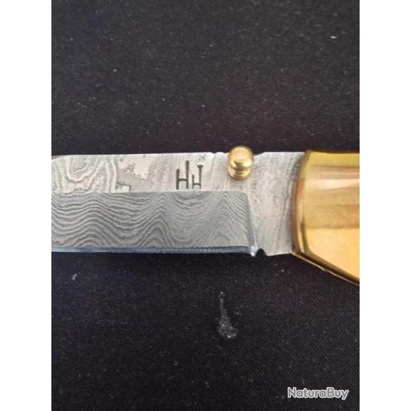couteau de chasse pliant HOBBY HUT lame DAMAS
