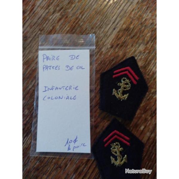 Paire de pattes de col infanterie coloniale